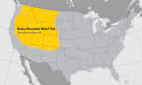 	Map of the United States showing the approximate distribution of the Rocky mountain wood tick.  The area effected is the Northwestern part of the country.